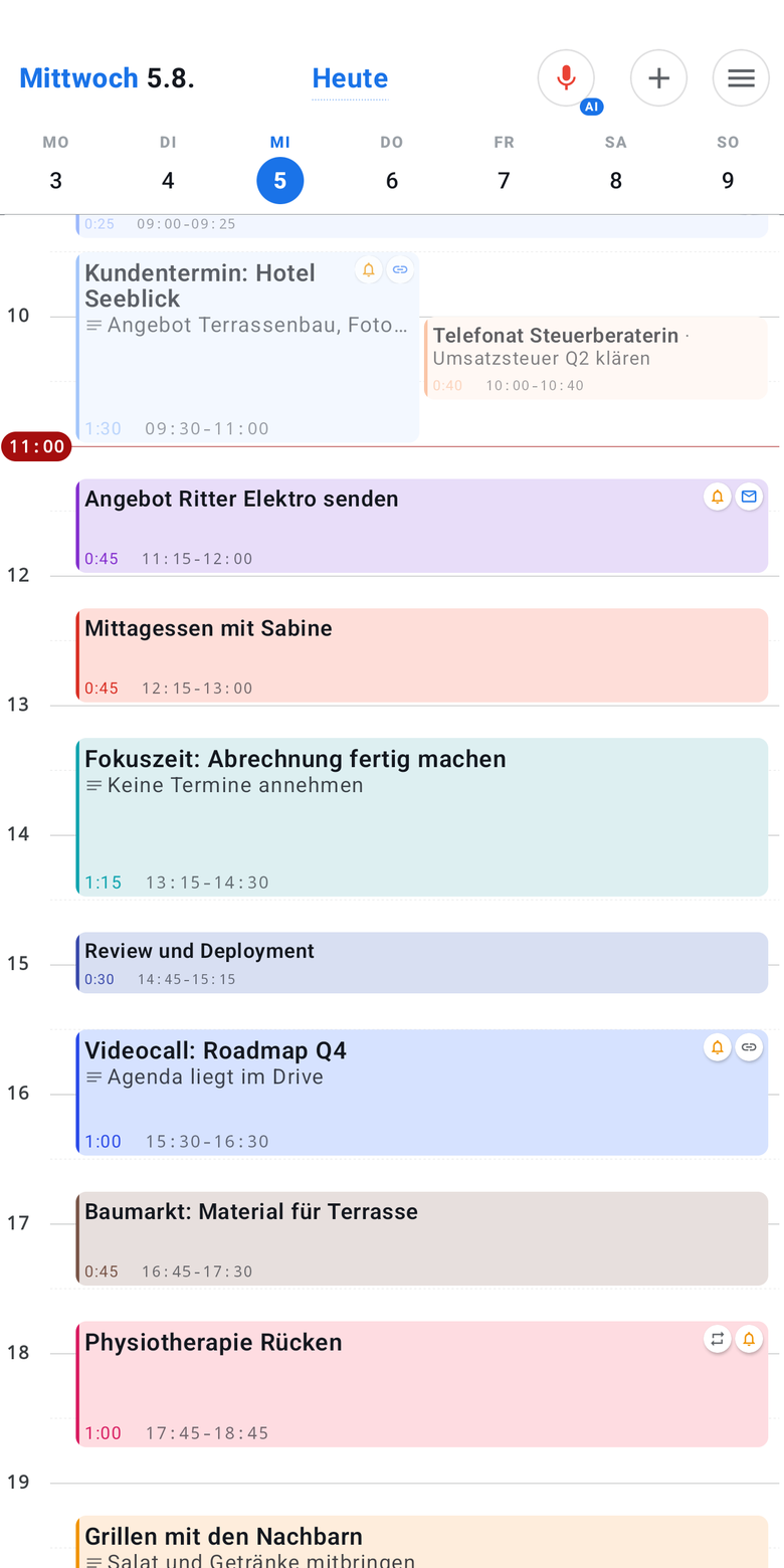 Tempo Tagesansicht